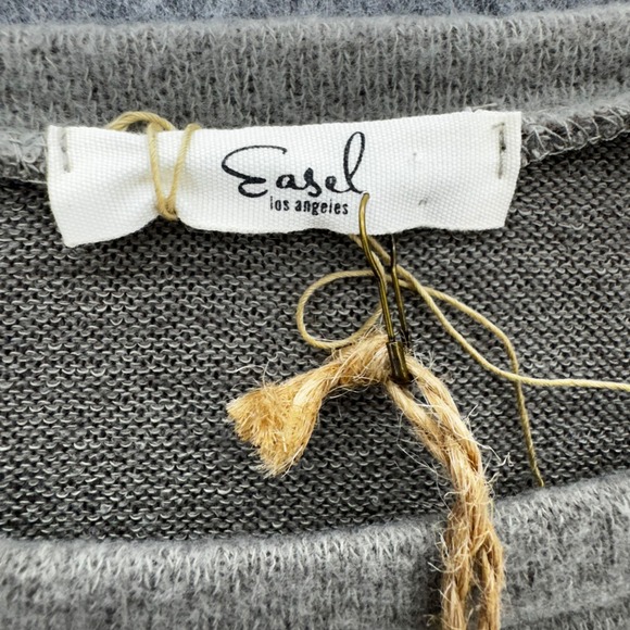 Easel Womens Top Paisley Camo Sleeve Pullover Blouse Size M Olive Green Boho - Picture 3 of 11